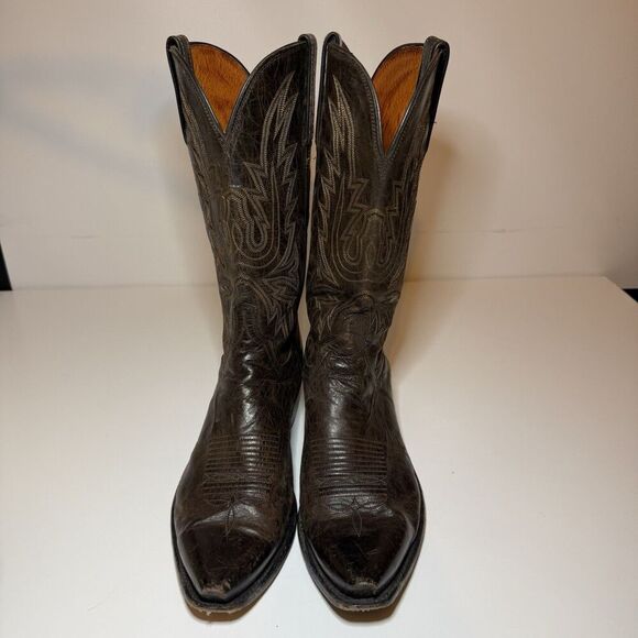 Lucchese 1883 Corbin Mad Dog Goat  Cowboy Boots Chocolate N1556R4 Size 10 D - Picture 7 of 12